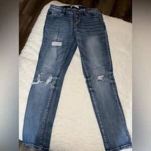 KanCan Women's Distressed Denim straight leg Jeans